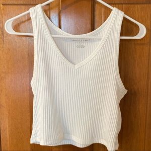 white ripped cropped tank top